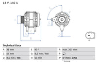 Alternador BOSCH 0 986 083 340 OEM 04C 903 021 A | Allure Repuestos