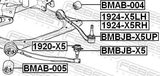 Par de Rótulas Delanteras Superiores FEBEST 1920-X5 — BMW X1 / X5 / Serie 3 2005-2015