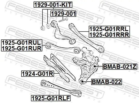 Par de Bandejas Traseras Inferiores FEBEST 1924-G01R — BMW X3 / X4 2017-2024