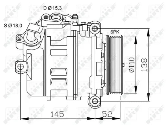 Compresor de A/C NRF 32435 — BMW 2000-2016