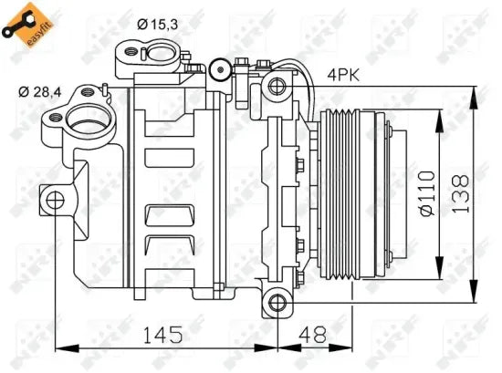 Compresor de A/C NRF 32465 — BMW X3 / Serie 3 / Serie 5 / Serie 7 1995-2011