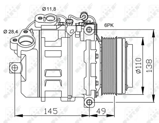 Compresor de A/C NRF 32533 — BMW X1 / Serie 1 / Serie 3 / Serie 5 2004-2015