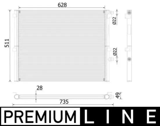 Radiador de motor MAHLE CR 2307 000P — BMW Serie 5 / Serie 7 / Serie 8 2015-2023