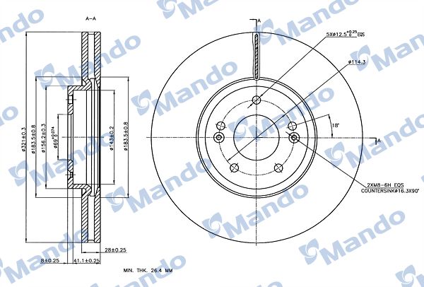 Disco de freno (eje delantero) Mando — Hyundai, Kia | OEM 51712-2B700