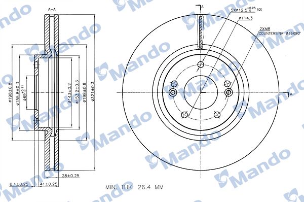 Disco de freno (eje delantero) Mando — Hyundai, Kia | OEM 51712-2W700