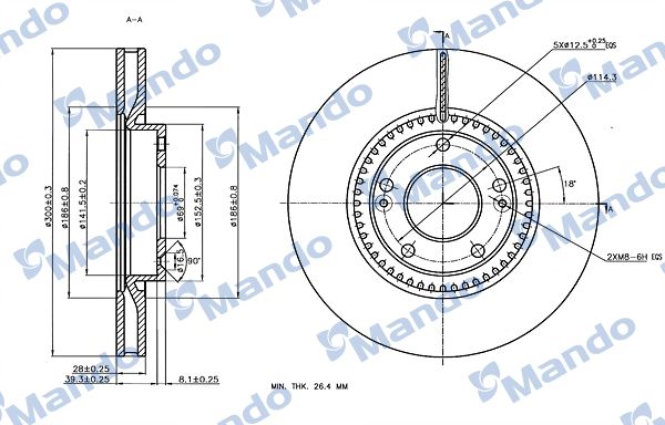 Disco de freno (eje delantero) Mando — Hyundai, Kia | OEM 517122L500
