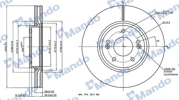 Disco de freno (eje delantero) Mando — Hyundai | OEM 517123R000