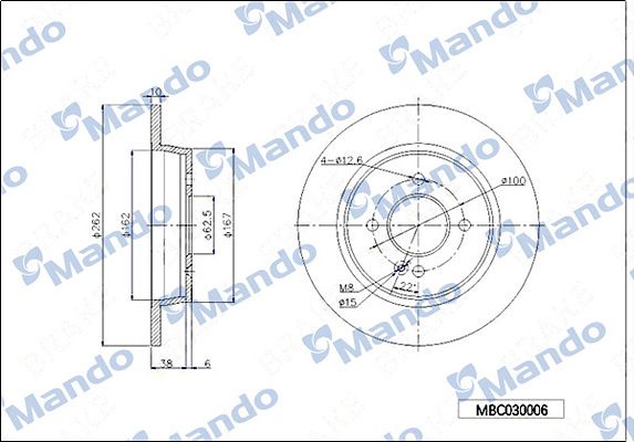 Disco de freno (eje trasero) Mando — Hyundai, Kia | OEM 584110U300
