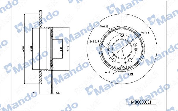 Disco de freno (eje trasero) Mando — Hyundai, Kia | OEM 584113Q000