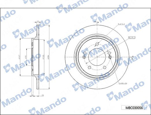 Disco de freno (eje trasero) Mando — Hyundai, Kia | OEM 584113V500