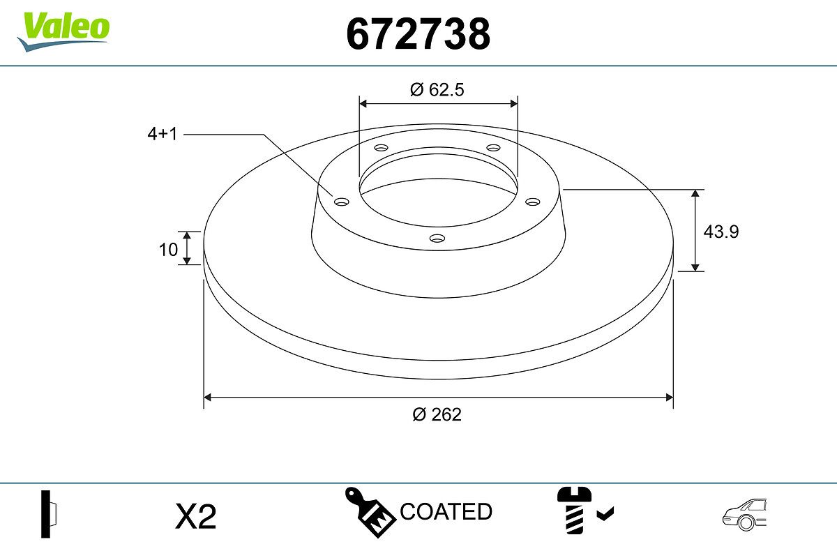 Disco de freno (eje trasero) Valeo — Hyundai, Kia | OEM 58411C8000
