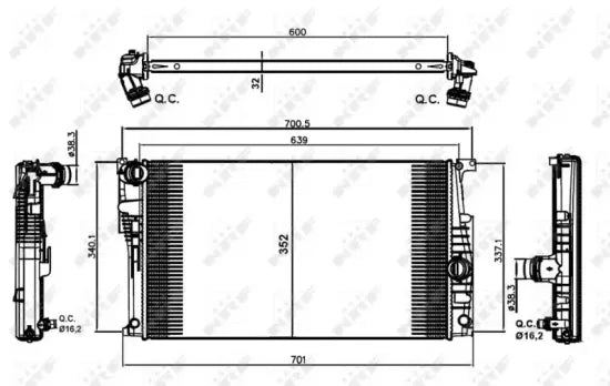 Radiador de motor NRF 58413 — BMW Serie 1 / Serie 2 / Serie 3 / Serie 4 2011-2021