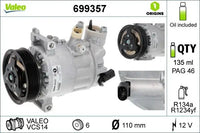 Compresor AC VALEO 699357 OEM 1K0 820 808 A | Allure Repuestos - vista 2