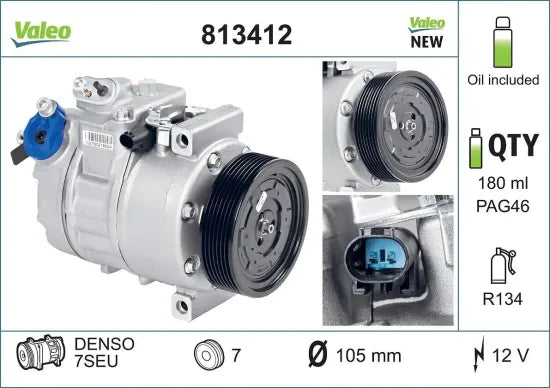 Compresor de A/C VALEO 813412 — BMW 2006-2016