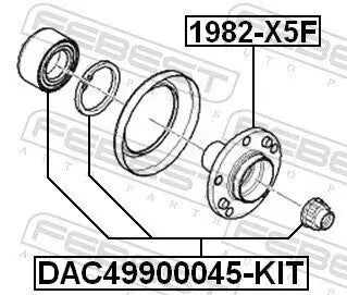 Par de Rodamientos de rueda Delanteros FEBEST DAC49900045-KIT — BMW X3 / X5 / Serie 3 / Serie 5 / Serie 7 2000-2013