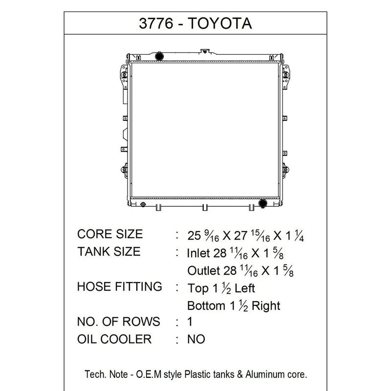 Radiador Toyota Tundra 5.7 V8 2007-2021 imagen 2