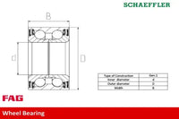 Par de Rodamientos de rueda Traseros Schaeffler FAG 713 6495 50 — BMW Serie 1 / Serie 2 / Serie 3 / Serie 4 2011-2021
